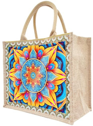 Starnearby DIY Diamond Painting Tasche, 5D Diamant Painting Tragetasche mit Innentasche und Reißverschluss Stofftasche Shopper, Wasserdichtr Einkaufstasche mit 2 Leinwänden (Mandala A)