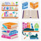 FINGERINSPIRE 4 Stück 4 Stile Bücherregale Schablone Zum Malen 15x15 cm Bücher Schablone Buch Schreibtisch Schablone Tagesthema Schablone Zum Malen An Der Wand Holz Büro Studie Bibliothek Wanddekor