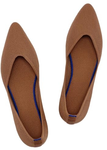 Frank Mully Scarpe basse da donna, classiche scarpe piatte con punta a punta, scarpe da sera a maglia, scarpe morbide piatte da donna, comode ed eleganti, Colore: arancione., 37 EU