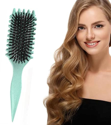 Lockenbürste, curly hair brush, curling roll comb locken bürste 2024 NEU define styling brüsh, curl defining brüsh, Haarbürste zum Entwirren für Frauen (B) (Blau)
