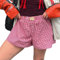 XIXIMAON Bas de Pyjama à Carreaux Femme Short de Pyjama d'été Léger avec Bouton Short de Nuit Décontracté Taille Elastique (Rouge, M)