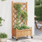Rantry Fioriera con Traliccio e Ruote Marrone Legno Massello di Abete, Fioriera da Esterno Fioriera Balcone Fioriera Grigliato per Giardino y