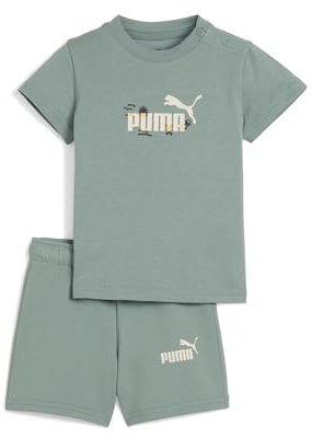 PUMA Unisex Baby MINICATS SANDY ADVENTURES Tee and Shorts Set INF Gestrickte Anzüge, Green Moon, 104