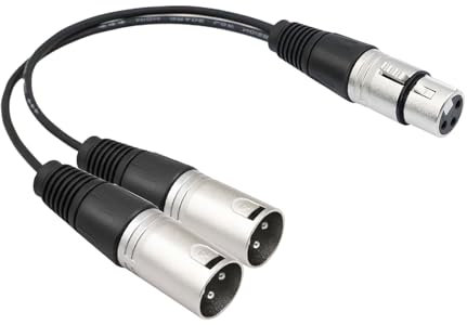 EIGHTNOO Cavo XLR Y Splitter, Femmina a Doppio Maschio Bilanciato per Microfono 30cm, Adattatore Audio a 3 Pin