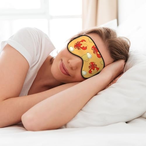 Bier und Krebse Muster Druck Weiche Augenmaske für Schlaf Maske Schlaf Augenmaske für Frauen Männer schlafen Reisen