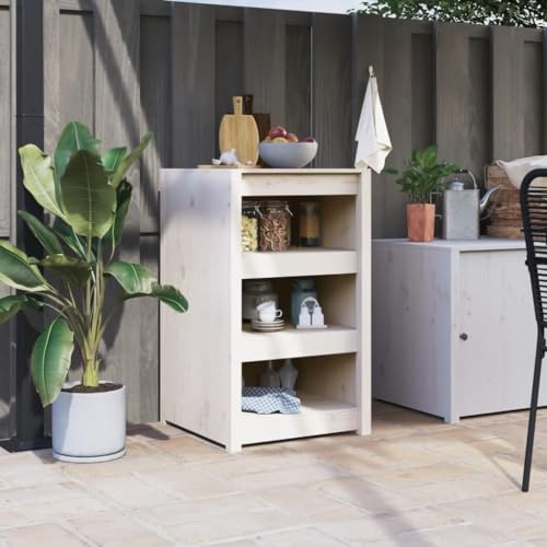 Kangmusi Outdoor-K¨¹chenschrank Wei? 55x55x92 cm Massivholz Kiefer, kangmusi832342