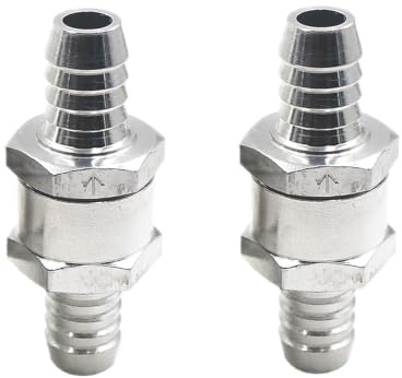 Lot de 2 16mm Clapets de Non-Retour, Valve Anti Retour Carburant, Clapet Anti Retour Filtre a Gasoil en Aluminium à Sens Unique pour Essence Systèmes de Carburant à Basse Pression