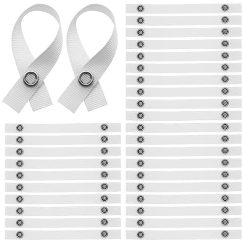 Piuluvor® 30 Stück Nähfrei Aufhänger für Handtücher 150 × 12 mm Handtuch Aufhänger mit Druckknopf Verschluss Aufhänger für Handtücher Weiß Handtuchaufhänger