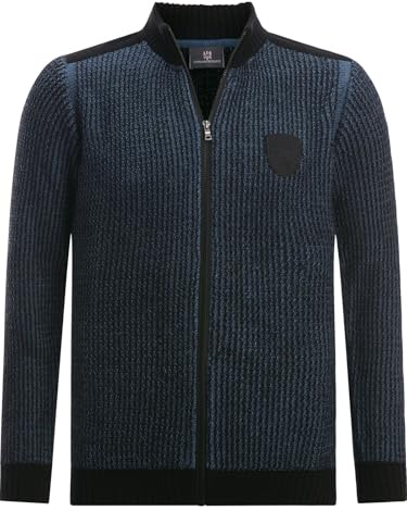 Jan Vanderstorm Herren Strickjacke Halsten Jacke mit Reißverschluss | Baumwoll-Mischung | große Größen L-7XL blau, L - 52/54
