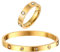 RIXERKOC Gold Ringe Armbänder für Damen 18K Gold plattiert Liebe Freundschaft Armband Cubic Zirkonia Armreif mit Ring Edelstahl Schmuck-Set Hochzeit Band Schmuck (Goldarmband mit Ring Größe 6)