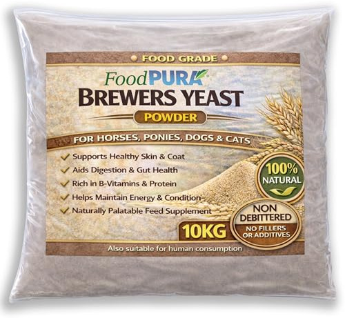 Food PURA Brewers Yeast Powder 10KG - Non De Bittered- 100% Natural, Pure, Safe & Effective - For Horses, Ponies, Dogs & Cats - Supports Healthy Skin, Coat & Digestion Human FOOD Grade!
