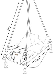 Babyschaukel Kleinkindschaukel Babyliegeschaukel Stoffschaukel Babywippe Wiege (Muster: silberfarben, cremefarben Quadrate)