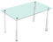 Shiito | Modelo LIDER | JC - Mesa de Comedor | Mueble Moderno de Salón | Tapa de Cristal Transparente con Patas de Metal Blancas | 120x180 cm