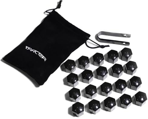 TRACER - 20 x Copribulloni per Ruote, Dimensioni: 17 mm, Colore: Nero - Copri Dadi Universali in Plastica