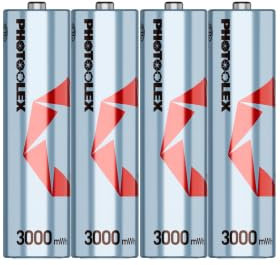PHOTOOLEX Rechargeables Piles AA (Lot de 4), 3000mWh Double A Pile 1,5V Lithium AA/HR6 Batteries Rechargeables 1600 + Cycles Haute Performance et Longue Durée avec Boîte de Stockage