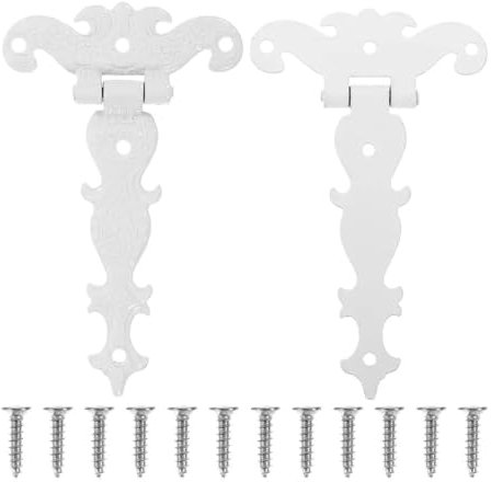 2pcs Heavy Duty Gate Bifold Door Hinges Shed Hinge Heavy Duty Wooden Fence Gate Hinge Retro Outdoor Barn Doors Bifold Door(White)