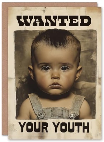 Artery8 Old Western Wanted Poster Your Youth Boy Photo Birthday Card