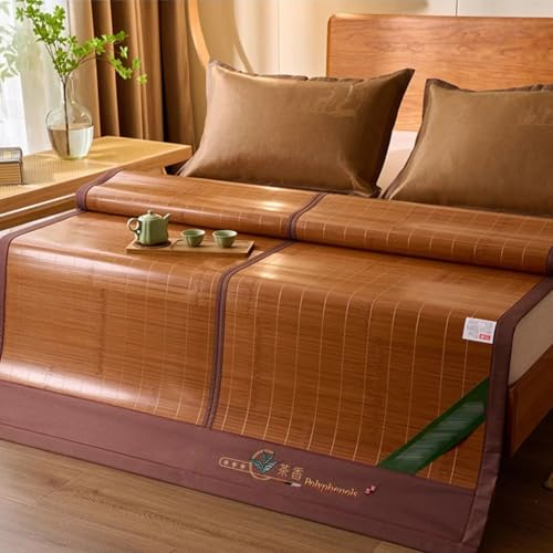 YQMHEZ Kühlende Bambus-Matratzenauflage, Doppelseitige Klimamatte, Faltbare Chinesische Bettmatte, Natürliche Bambus-Sommerschlafmatte für Einzel-, Doppel- Und Queensize-Betten(80X190CM/31.4x74.8'')
