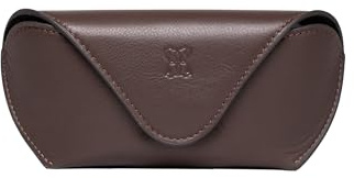 Genuine Leather Glasses Case – Slim Protective Eyewear Holder with Soft Sueded Lining & Magnetic Snap Closure – For Sunglasses, Reading Glasses & Prescription Specs (Brown)