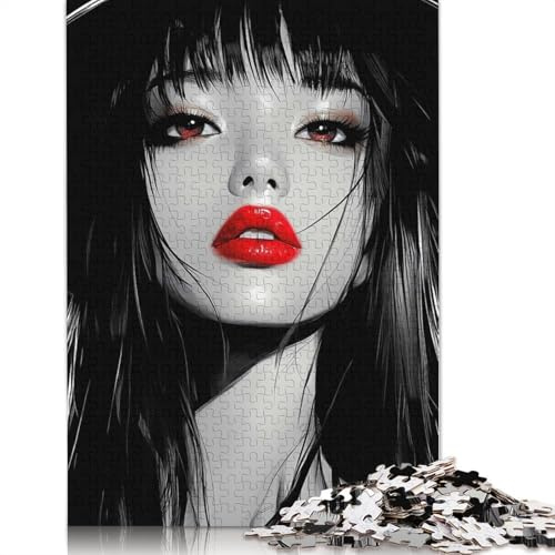 Jigsaw Puzzles for Adults Woman with Red Lips 1000 Piece Jigsaw Puzzles for Adults Paper Puzzle for Adults & Age 18 Years Up Educational Game 38x26cm/1000pcs