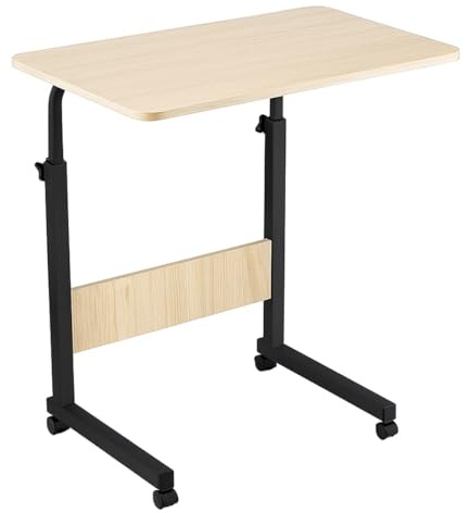 Acomoda Textil - Mesa Escritorio con Ruedas para Estudiar y Trabajar. Mesa Auxiliar Ajustable Multiusos para Dormitorio, Salón y Cocina 40x60x65-89 cm (Negro)