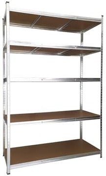 XONE Thor Scaffale 5 Ripiani in MDF 120x60x180h cm | Scaffale in Metallo Zincato e Ripiani in MDF