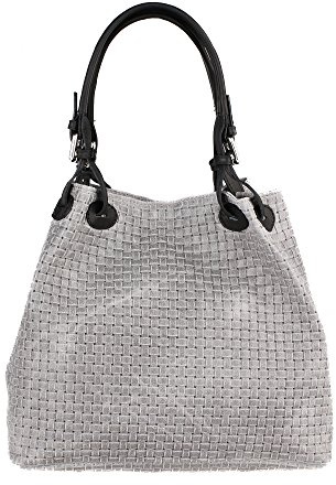 Chicca Borse Borsa a Mano da Donna con Tracolla in Vera Pelle Stampa Intrecciata Made in Italy 34x29x18 Cm