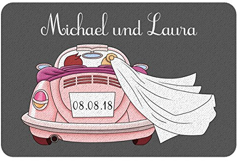 Fußmatte Personalisiert Hochzeit | 50 x 35 cm Fussmatte mit Personalisierung | Hochzeitsgeschenke für Brautpaar Personalisiert | Hochzeit Geschenke Geld | Geldgeschenke zur Hochzeit | Hochzeitsauto