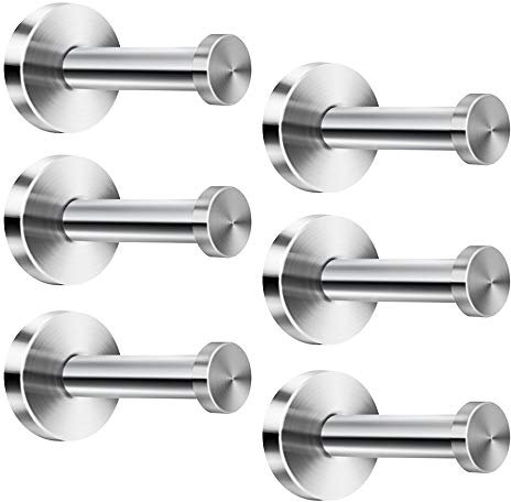 Linian Lot de 6 crochets muraux ronds en acier inoxydable pour serviettes, manteaux, peignoirs
