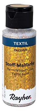 Rayher 38465617 Stoffmalfarbe Extreme Glitter, kaschmir gold, Flasche 59 ml, Textilfarbe mit Glittereffekt, kein Fixieren erforderlich