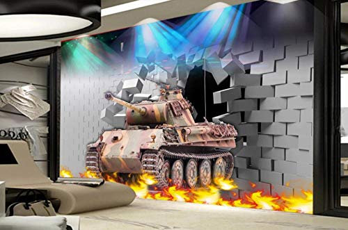 Fototapete Krieg Vlies Tapete - Moderne Wanddeko - Design Tapete - Wandtapete - Wand Dekoration - Graffiti Retro Panzer Kriegspanzer -150x105CM-L