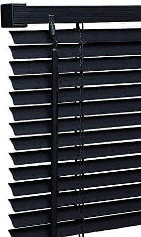 My Home Store PVC window Venetian Blind Blinds Easy Fit Trimmable Fittings Window Treatment Shutter Twist Open Close (Black-PVC, 180cm wide (70.86) x 213cm Drop)
