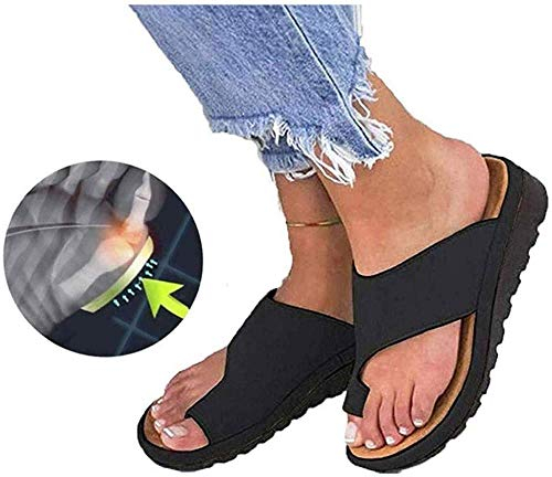 Earnmore Big Toe Hallux Valgus Sandalen Für Bunion Correct Frauen Open Toe Flache Pantoffeln Anti Rutsch Dusche Badeschuhe Hallux Valgus Unterstützung Sommer Strand Reise Schuhe Pantolette