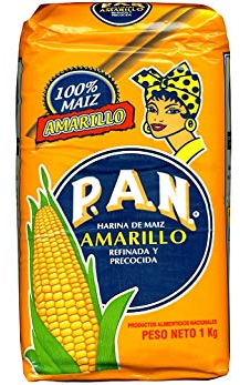 Harina Pan Amarilla 1kg / Pre Cooked Yellow Corn Flour for Arepa, Corn Meal for Cooking