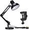 TEKLED® LED Desk Lamp | Adjustable Swing Arm | Replaceable E27 Edison Screw Bulb Holder | Flexible Table Clamp | for Bedside Reading, Office Work, Architects, Students (Swing Arm Black)