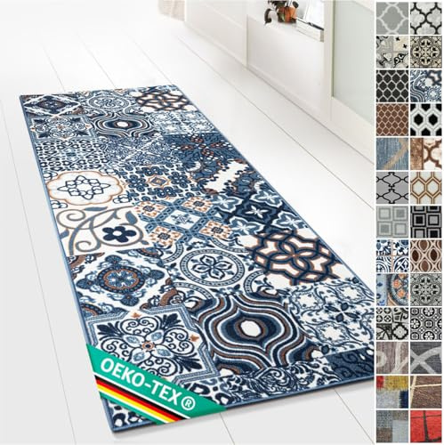 Floordirekt Teppichläufer Newport | Feinschlingen Teppich mit Muster | Läufer für Küche, Flur & Wohnraum | Modernes Design (80 x 1200 cm)