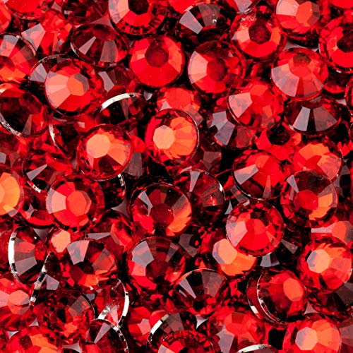 MajorCrafts 2000pcs 5mm ss20 Flat Back Resin Rhinestone Embellishment Gems (Light Red Siam C20)