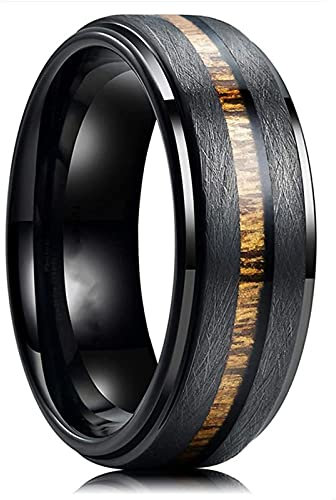 8mm Herren Schwarz Hartmetall Ring Edelstahl Schmuck Oberfläche gebürstet Patch Verlobungsring Schmuck