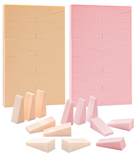 48 Pcs Éponges Maquillage, Eponge Triangle Maquillage Éponges Sans Latex Éponge de Maquillage en Forme de Triangle pour Fond de Teint Crème Liquide (2 Couleurs)
