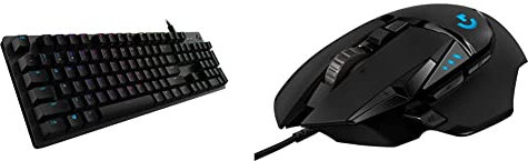 Logitech G512 Mechanical Gaming Keyboard, Carbon/Black & G502 HERO High Performance Wired Gaming Mouse, On-Board Memory, PC/Mac - Black