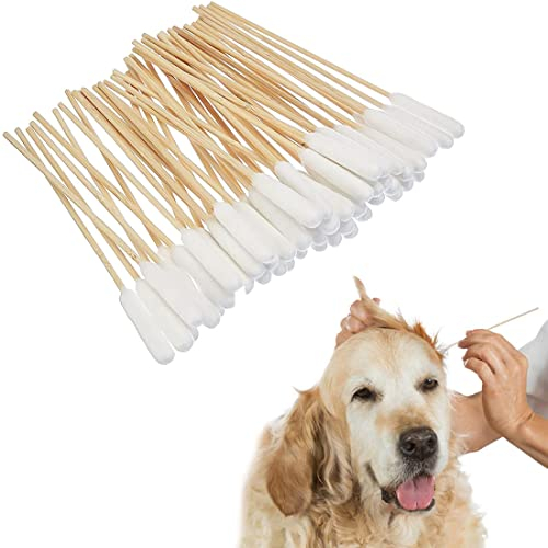 Coton Tiges Chien et Chat, Cotons-Tiges pour Nettoyage des Oreilles de Chien, Coton pour Chien Chats, Bon Soin Et Hygiène des Oreilles des Chiens et Chat 50 PCS