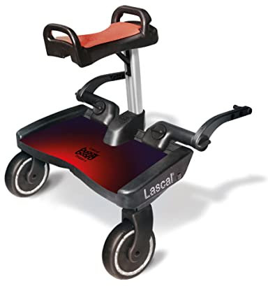 Lascal BuggyBoard Maxi Plus Special Edition | Universal Board, Compatible with Over 99% of Pushchairs | Includes Saddle Seat | Red Cube with Red Saddle