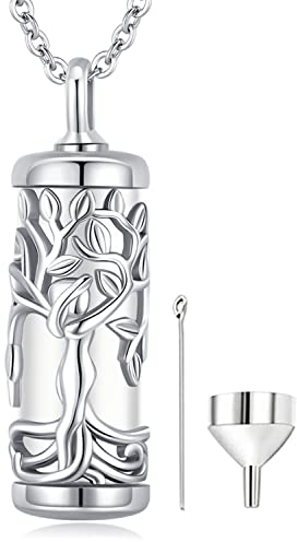 Baum des Lebens Urnen kette 925 Sterling Silber Lebensbaum Kette Feuerbestattungs Schmuck für Asche Memorial Medaillon Andenken Urne Anhänger für Frauen Mädchen Hund Katze Haustier