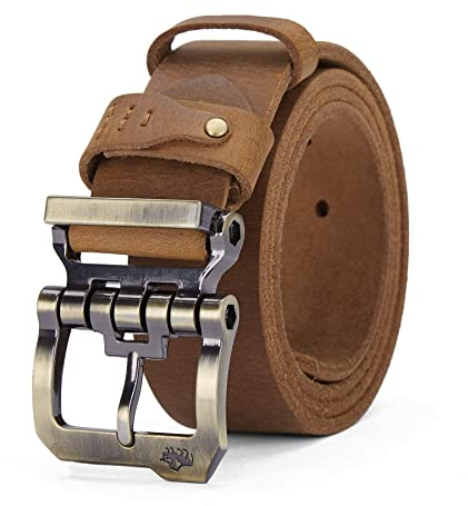 BISON DENIM Leder Gürtel Herren mit Dornschnalle - 38 mm Breite - Casual Freizeit Lederriemen - Hochwertiger Herren Gürtel für Männer