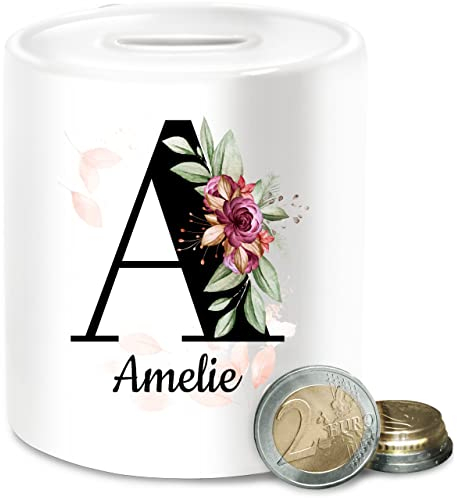 Spardose - Buchstaben Anfangsbuchstabe - Buchstabe anpassbar mit Name I Geschenk Initialen - Unisize - Weiß - Trinkgeld trinkgeldkasse personalisierte a spardosen trinkgeldbox trinkgeldkaasse