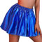 Flovel Damen Glänzender Metallischer Faltenrock Stretch Skater Rocke Wetlook Rock Shiny Rave Party Festival Kostüm für Frauen und Mädchen (Dunkelblau)