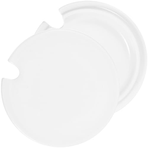 CALLARON Ceramic Cup Lid Set of 2 Round Mug Covers with Spoon Hole 3.27 in Tea Cup Lids for Cups Water Wine Lemonade Reusable Mug Covers