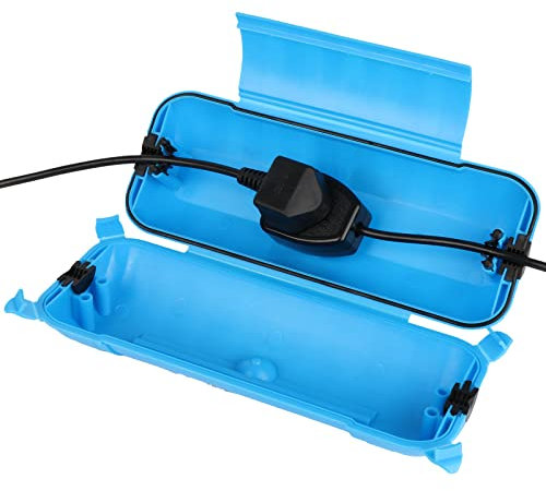 RESTMO Outdoor IP44 Waterproof Connection Box (29 × 11 × 7.5cm), Weatherproof Extension Lead Cover, Safety Seal Enclosure for Holiday Lights, LED Strips, Power Tools, Fountain, Blue