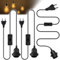 3 Stück E27 Lampenfassung: E27 Fassung mit Schalter mit Stecker, Lampenfassung Schwarz mit 1,8 m Kabel Schraubring, Fassung für Büro Küche Wohnzimmer Kinderzimmer Schreibtischlampe Stehlampe