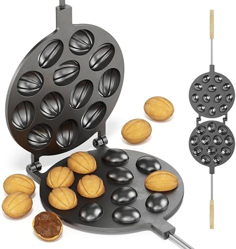 BIOL Schwere Oreshki-Form, Oreshnitsa, 12 Nüsse, Oreshki mit Antihaftbeschichtung, Keksform, Oreshek-Kuchen, Nusskeksform, Metallform, Nüsse für süße russische